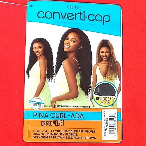Outre Converti-Cap Half-Wig: Pina Curl Ada (Color Available: DR Red Velvet) - Picture 4 of 14